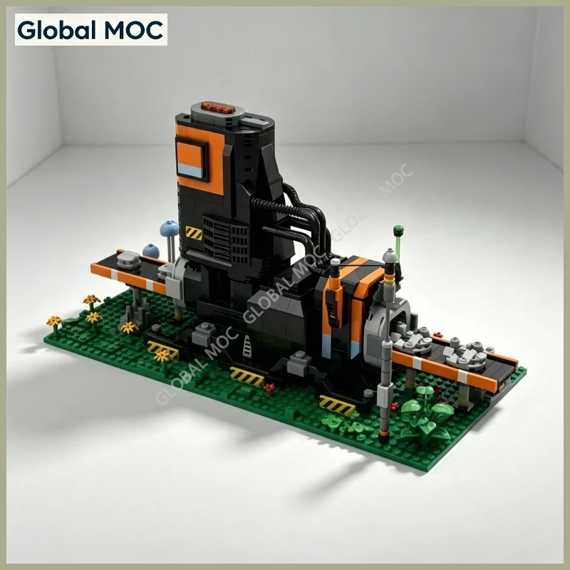 Premium Alien Planet Industrial Ore Smelting Plant Building Blocks Futuristic Mining Facility Brick Decorative Display Gift