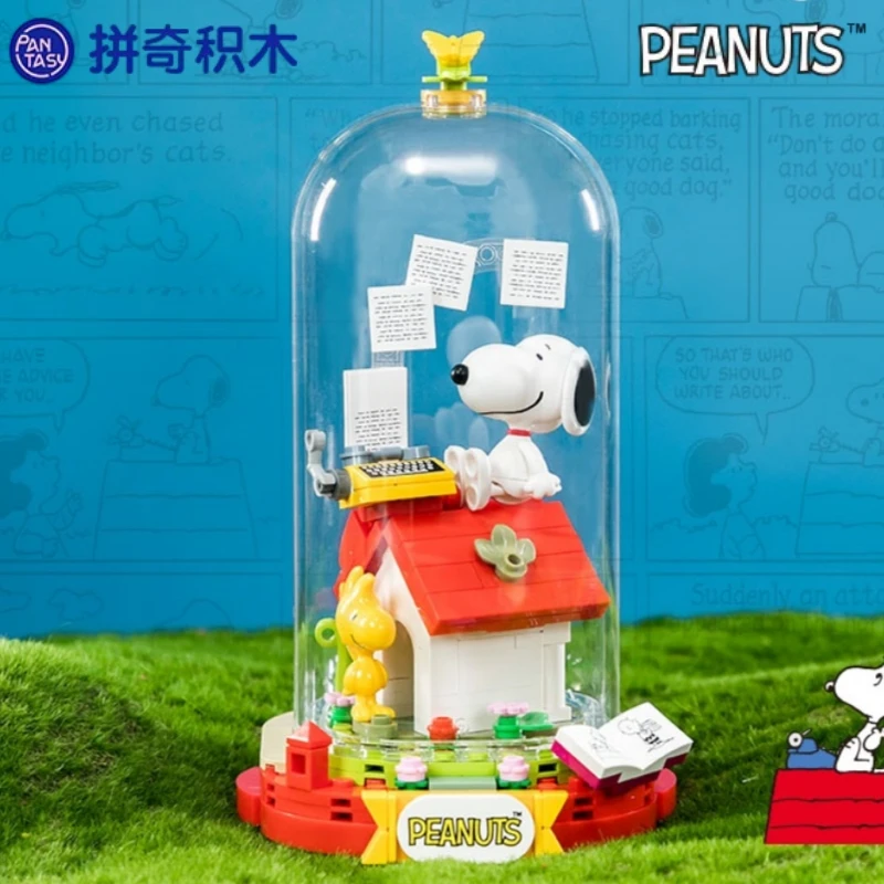 Snoopy Building Block Cartoon Assembled Toys Red House Coffee Machines Scene Series Granular Model Ornaments Collect Gifts