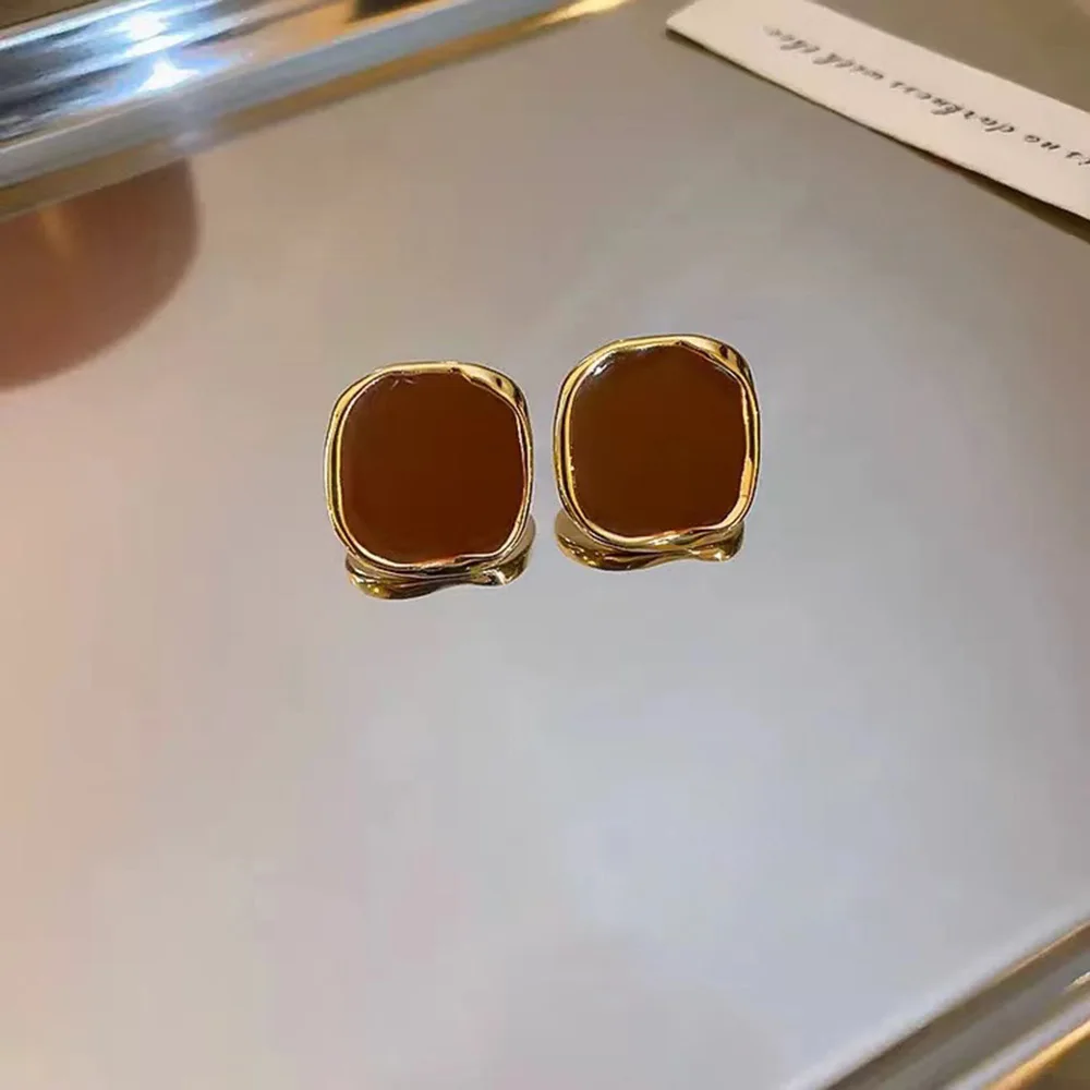 Square Earrings Metallic Irregular Square Earrings Geometric Studs Simple French Square Earrings For Stylish Outfits Party Gifts