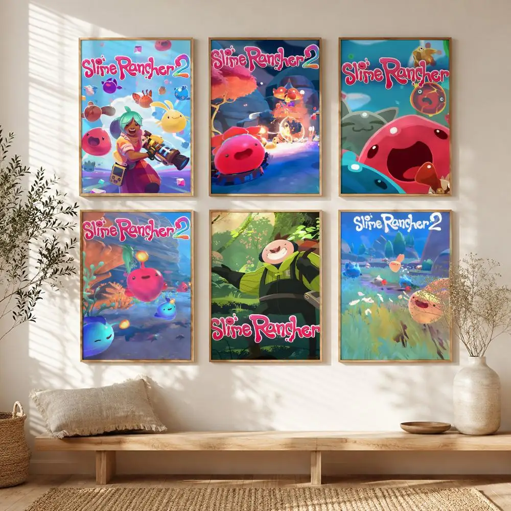 Cute Farm Sim Game S-Slime Rancher Poster All-match HD Waterproof Self-Adhesive Wall Art Sticker For Home Bedroom