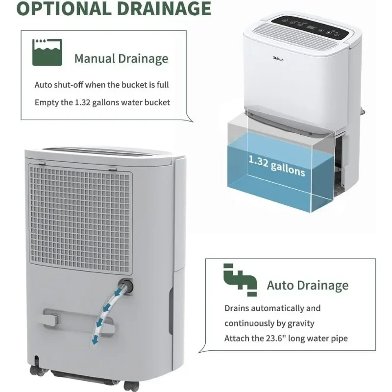 .Ft Energy Star Home Dehumidifier with drain hose,Auto Removal with Adjustable Humidity Sensor