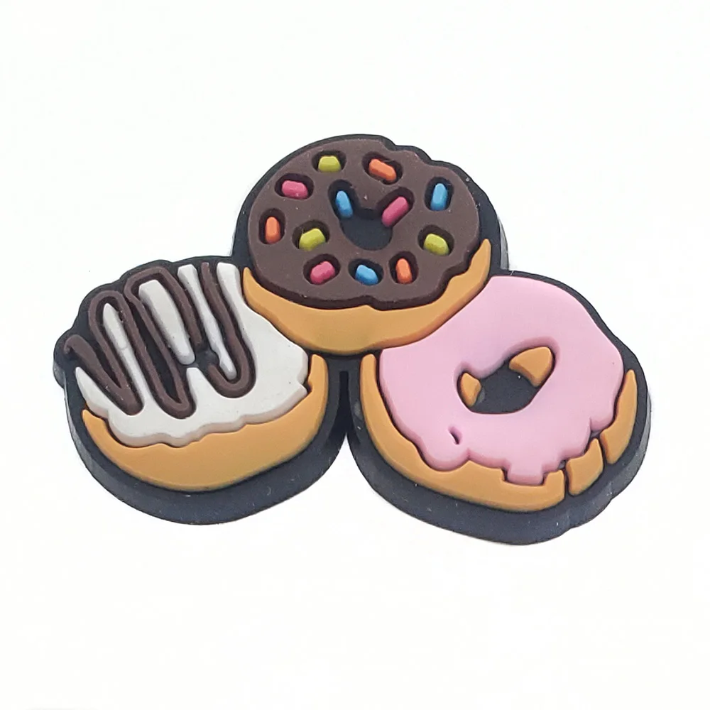 Cute 1pcs cartoon donut dessert drink DIY shoe charms PVC Accessories fit clogs sandals Decorate buckle kid girl gifts