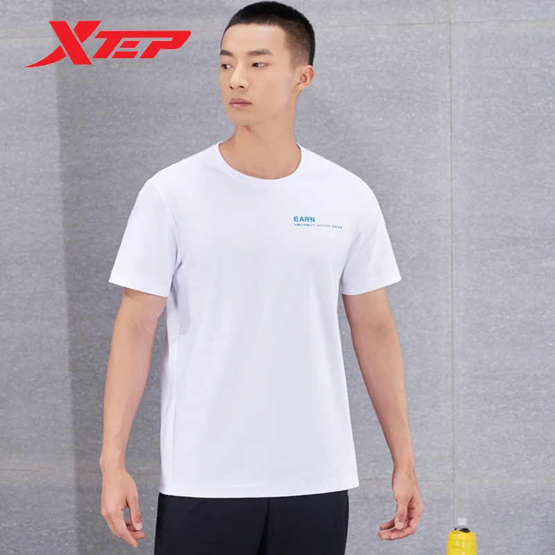 Xtep Short Sleeve Knitted Shirt For Men 2022 Summer Sporty Men\'s T-shirt Breathable Soft Comfortable Outdoor Tops 978229010204