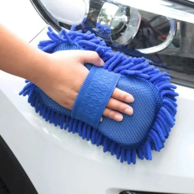 1Pc Microfiber Chenille Car Wash Sponge, Car Cleaning Brush Pad, Auto Washing Glove Towel, Car Care Styling Accessories