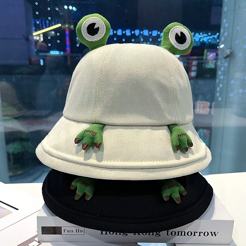 

Frog Bucket Hat Female Spring and Summer New Cute Frog Fashion Fisherman Hats Cartoon Sunscreen Sun Cap Basin Caps