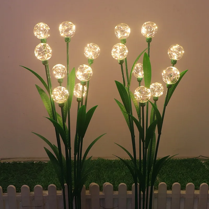 led8 head reed lamp, outdoor park villa decorative lawn lamp, stainless steel pole rainproof
