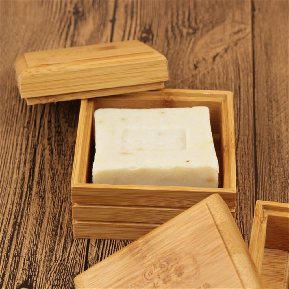 Vintage Bamboo Wooden Soap Dishp Box Bathroom Accessories Container Tray Holder Storage  Rack Plate  Handmade Drain Soa