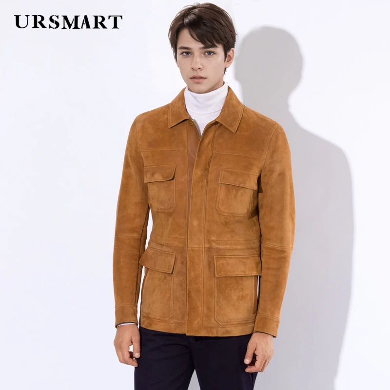 Genuine leather hunting jacket for men British fashion brown leather jacket men\'shigh-quality customized sheepskin jacket men\'s