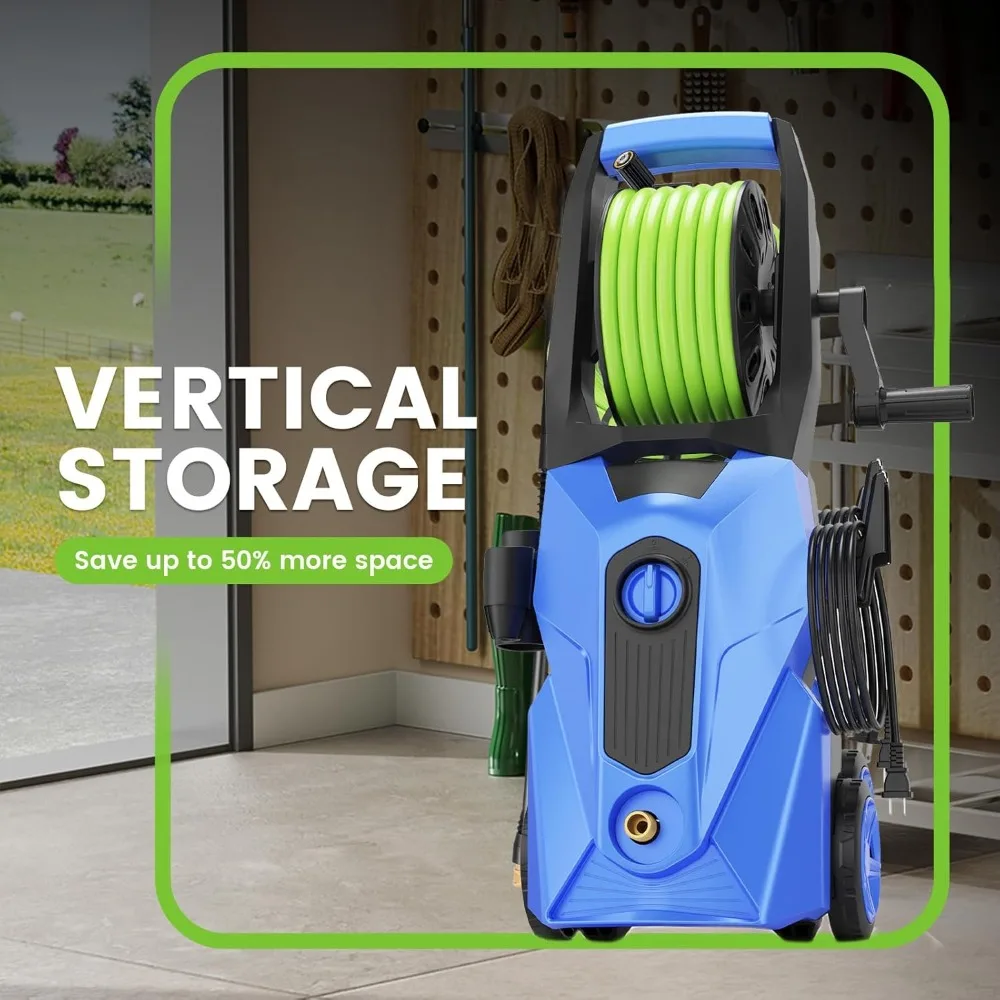 고압 세척기 5000 PSI 2.8 GPM 전기식 파워 워셔 33피트 압력 호스 M22-14mm, 4개의 노즐 및 폼 캔 포함