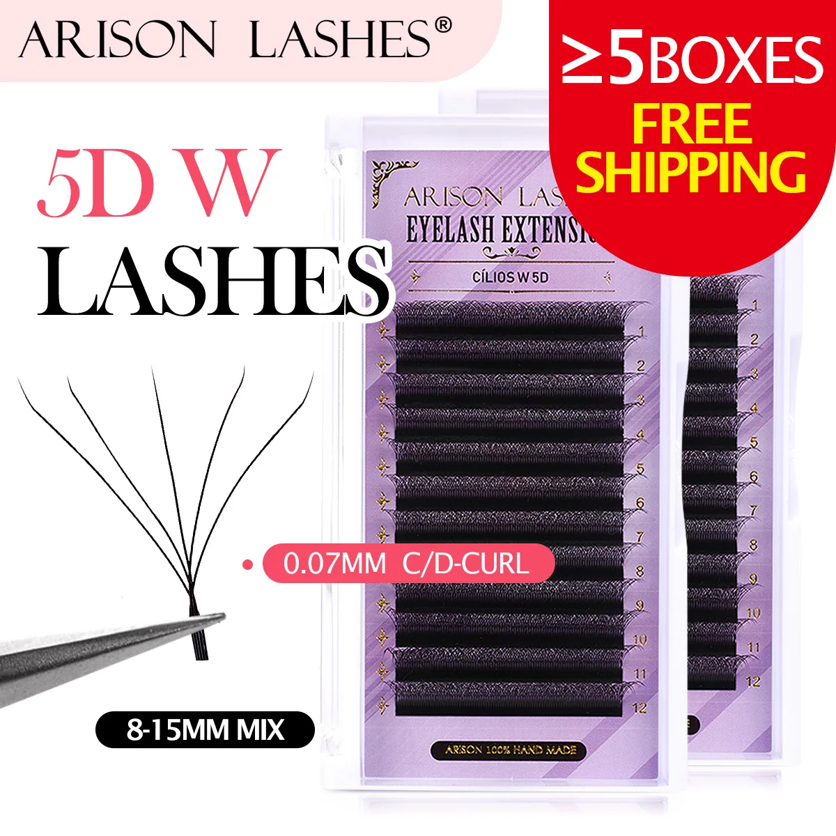 ARISON Soft 5D W Premade Volume Lashes Can be matched with YY 3D 4D W5D Shape Eyelashes Extension Cilios y w For Wholesale