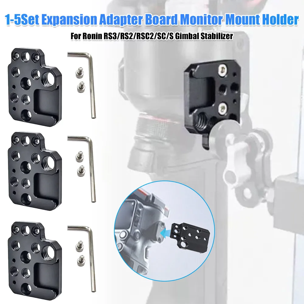 Mic Light Adapter Extension Plate with 1/4 3/8 Threaded Holes Cold Shoe Mount for Ronin RS3/RS2/RSC2/SC/S Gimbal Mount Plate
