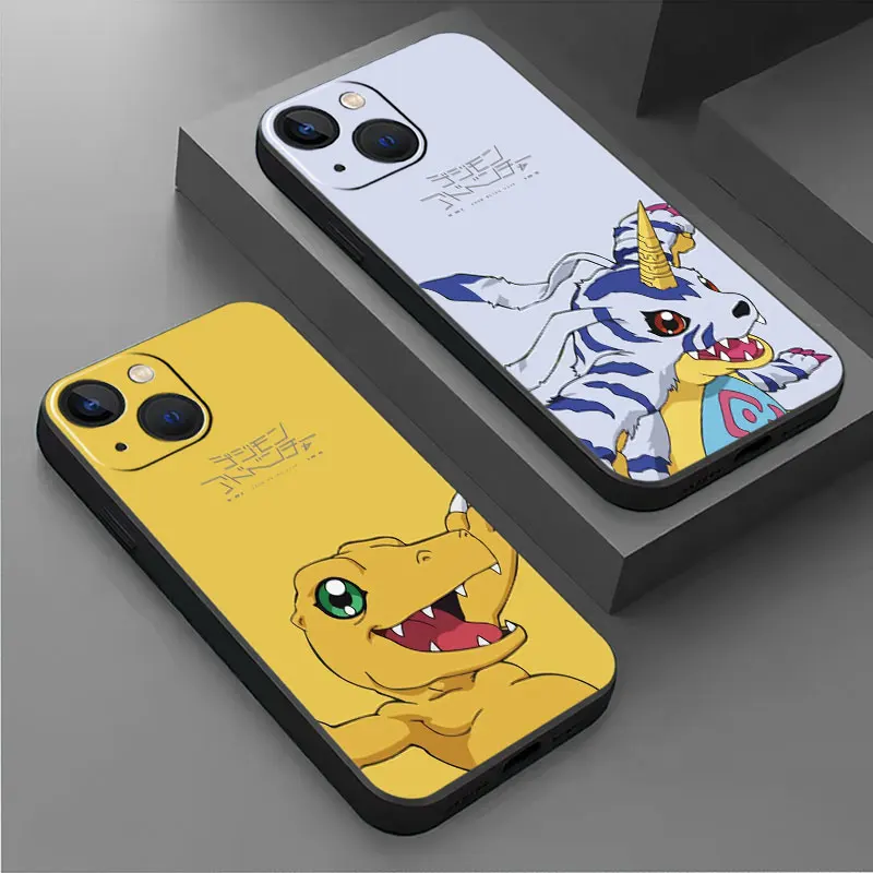 Black Case For iPhone 14 15 Pro Max 13 XR SE 2020 12 Mini 6 6S X XS 11 Pro 7 8 Plus Soft Phone Cover Digimon Adventure