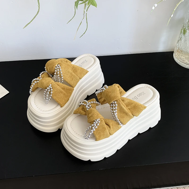High Platform Sandals New 2025 Women Thick Sole Slippers Woman Chunky Shoes Summer Casual Beach Bead Slides Zapatos Mujer 8CM - Image 6