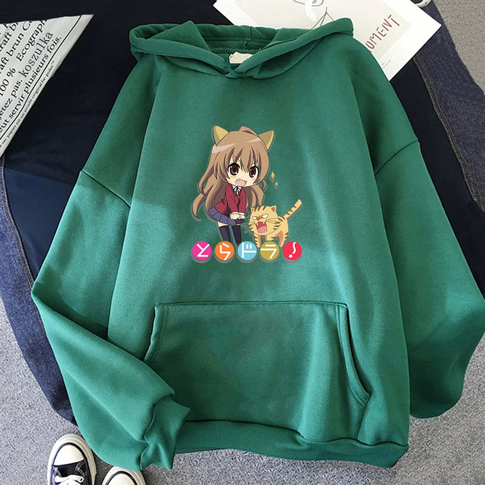 2023 Anime Toradora Hoodies Loose Fleece Hoodie Manga Kawaii Taiga Aisaka Harajuku Pullovers Sweatshirt For Teen Winter Clothes