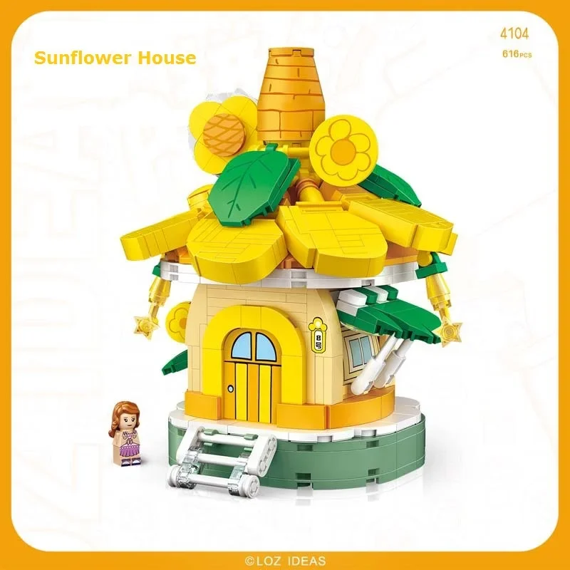 LOZ Blocks DIY Building Bricks Toy Cute Car Sunflower House Toys for Children Juguetes Mushroom Kids Gifts Girls Present Xmas