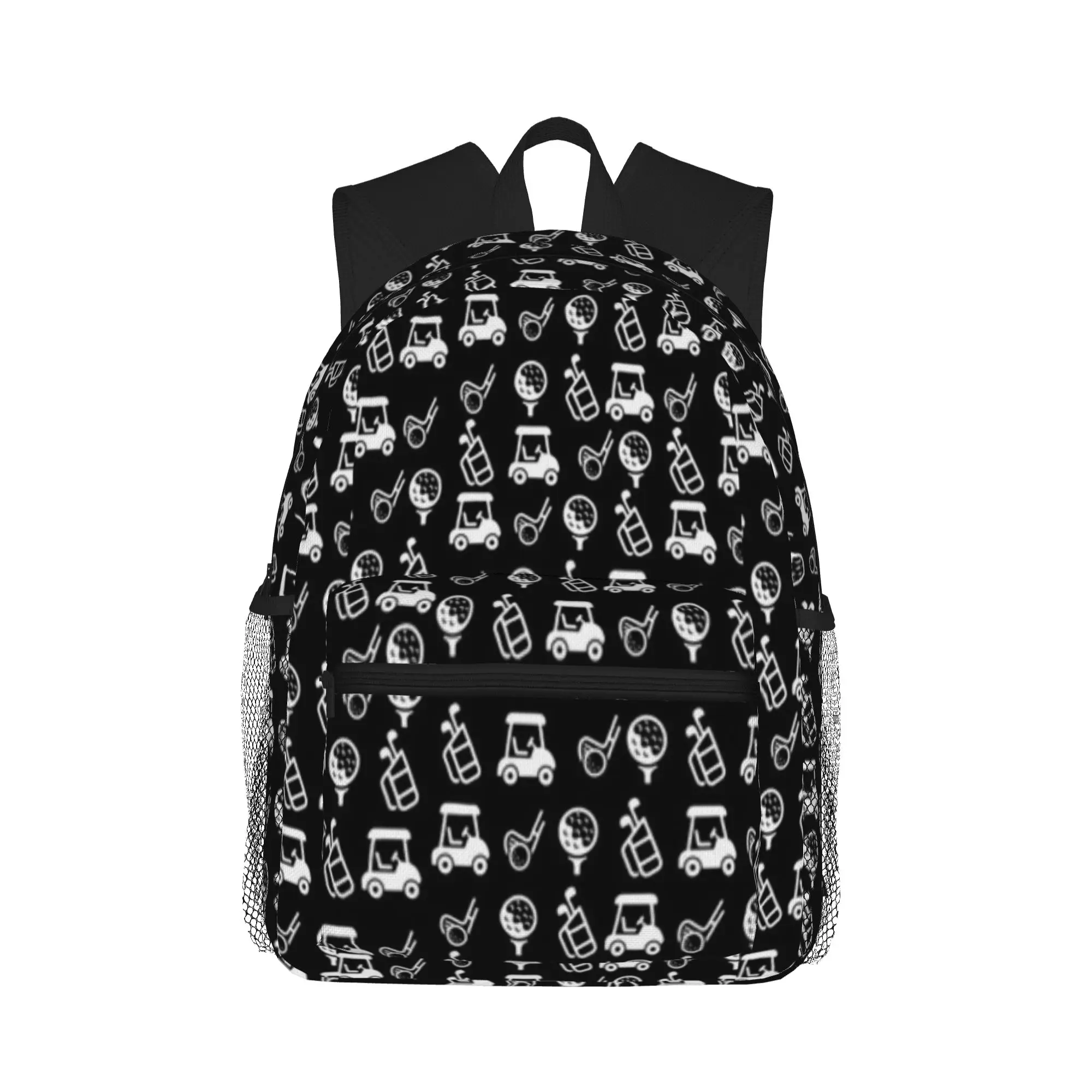

golf clubs bag ball and cart pattern Casual Backpack for Students and Adults Bag