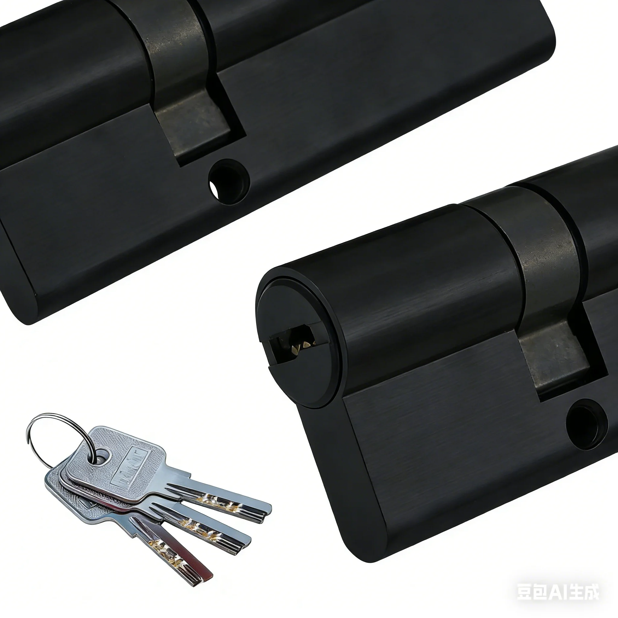 Picture 3: All Brass Black Cylinder Lock Unconventional eccentric lock cylinder Security Living Room Lock Handle with Customized Brass Key