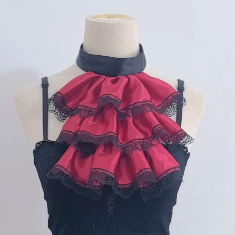 

Court Detachable Lace Ruffle Fake Collar Layered Neck Collar Party Dress Decorative Neckwear Cosplay Props Accessory