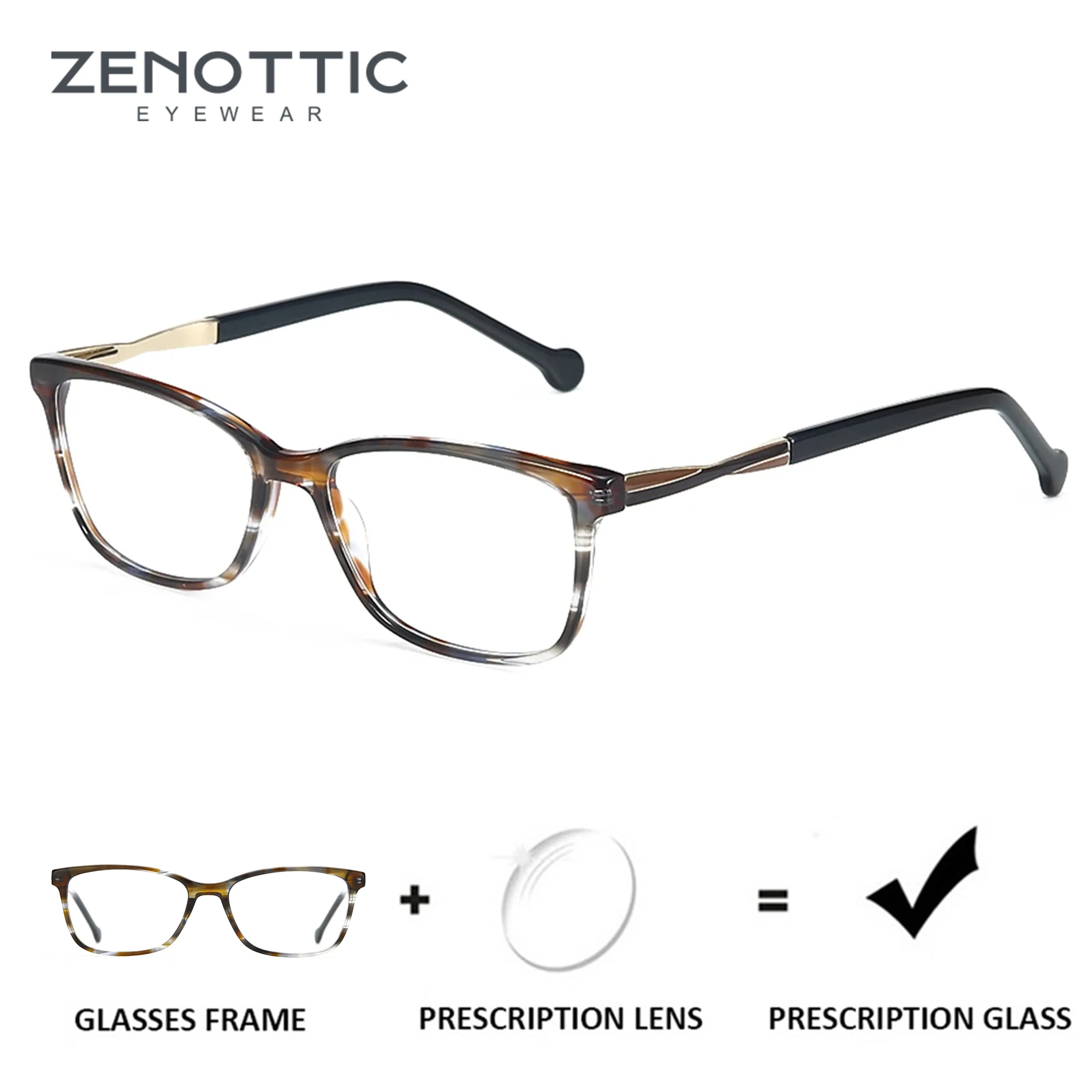 

ZENOTTIC Retro Acetate Prescription Progressive Glasses Women Square Optical Spectacle Myopia Hyperopia Photochromic Eyeglasses