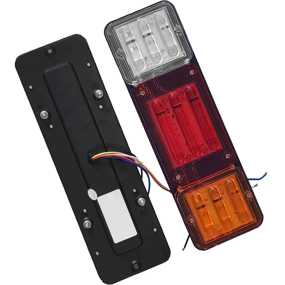 2pcs Trailer Tail Lights 3 Colors Red/White/Yellow 24v Fit For 24v Cars, Vans, Trucks ABS Led Car Rear Brake Lights