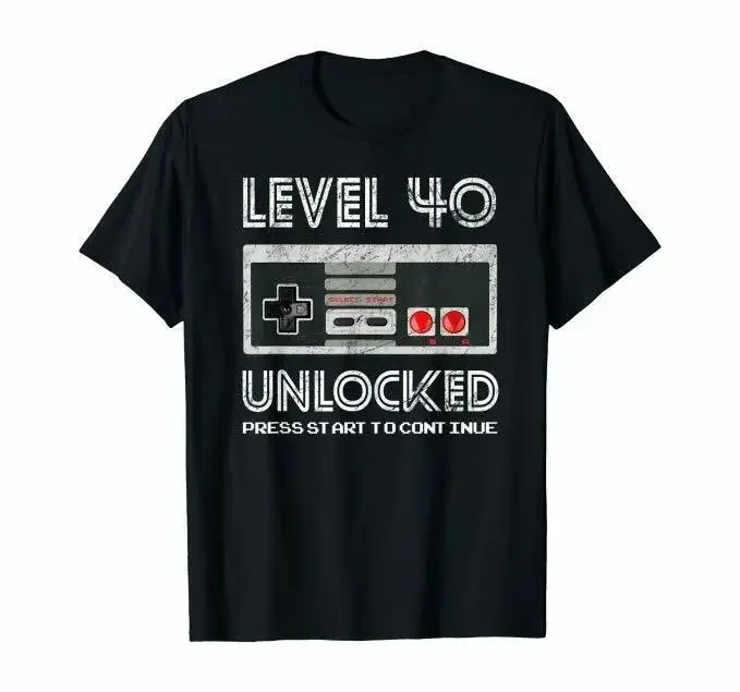 

USA Level 40 unlocked gamer T-Shirt Men 40th Birthday Gift T-Shirt Size