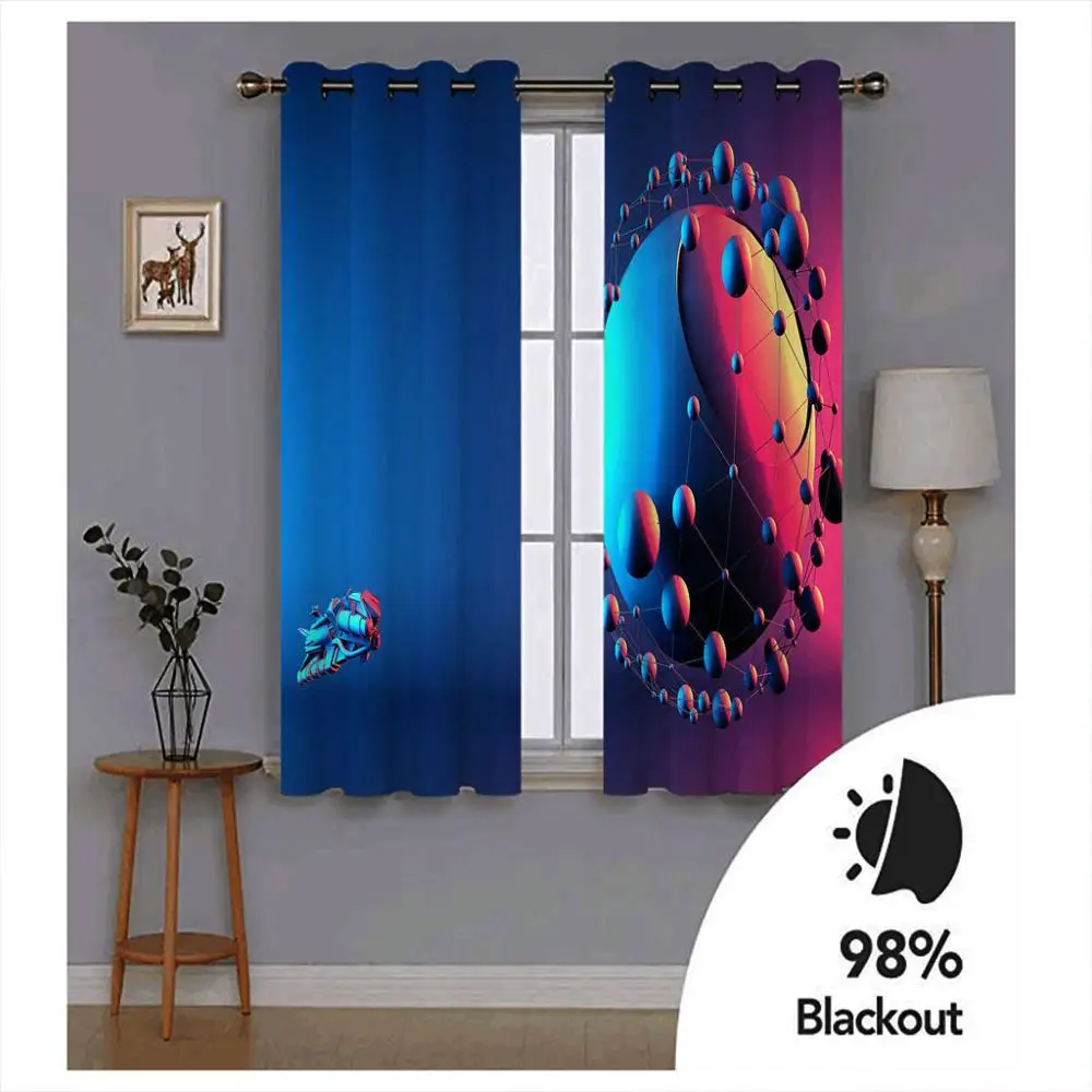 blue curtains Customized 3d curtains new window balcony thickened windshield stars blackout curtains