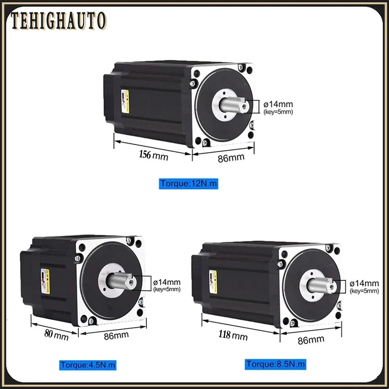 Nema34 Closed Loop stepper Motor 12.5N 8.5N 4.5N Driver with LED digital display HBS860H & Power Supply 400W 60V DC Motor Kit