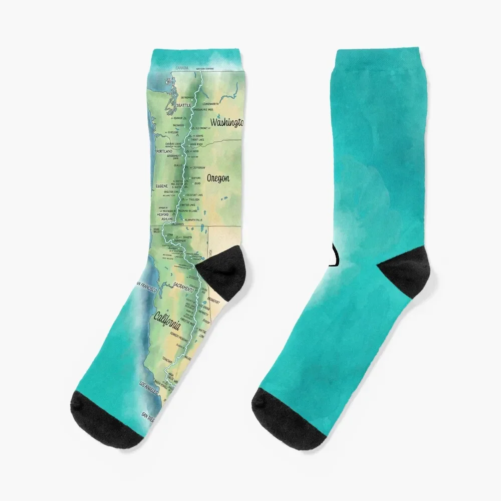 Pacific Crest Trail Map Socks cool Running Christmas gifts Women Socks Men's