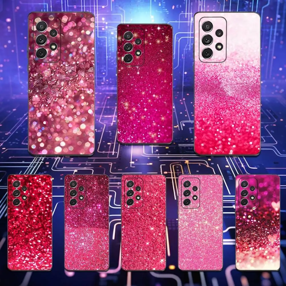 

Dazzling Pink Glitter Phone Case For Samsung S25,S24,S23,S22,S21,S20,S10,Ultra,Plus,Lite,FE,Soft Silicone Black Cover