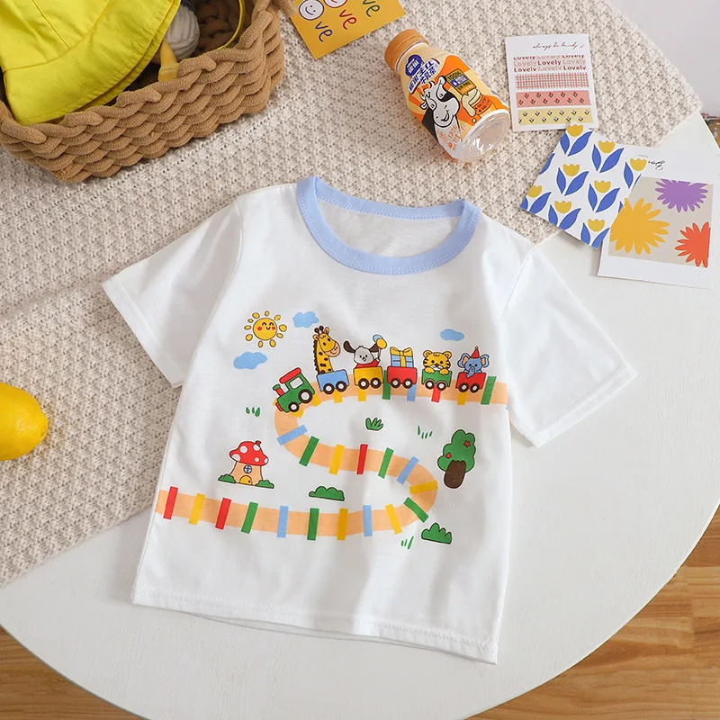 2024 Summer New in Kids Baby Boys girls Cute Clothing - Children Cartoon Cotton Top ,toddler Clothes Fashion T-shirts