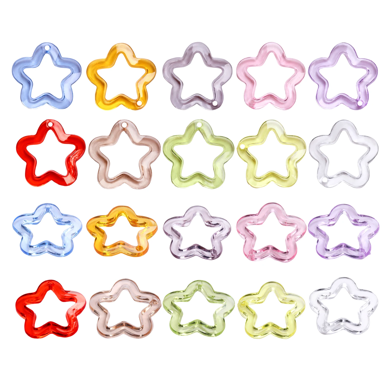 10Pcs/lot 30mm Acrylic Transparent/Solid Cartoon Star Pendant Beads DIY Earrings Necklace Chain Jewelry  Handmade Material