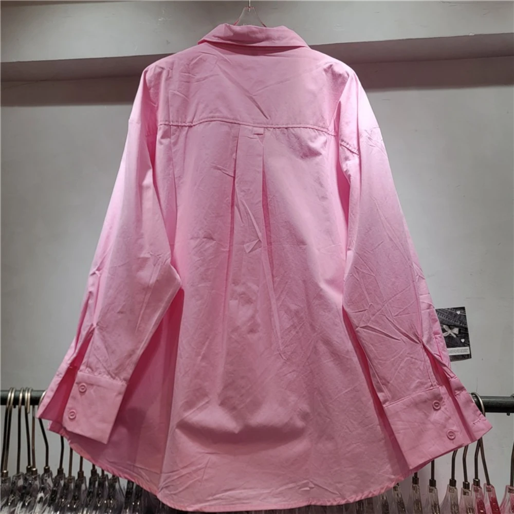 GALCAUR Elegancka koszula damska z guzikami, kołnierzykiem, długim rękawem, luźna, do biura, na dojazdy do pracy, jesienne trendy, nowy styl