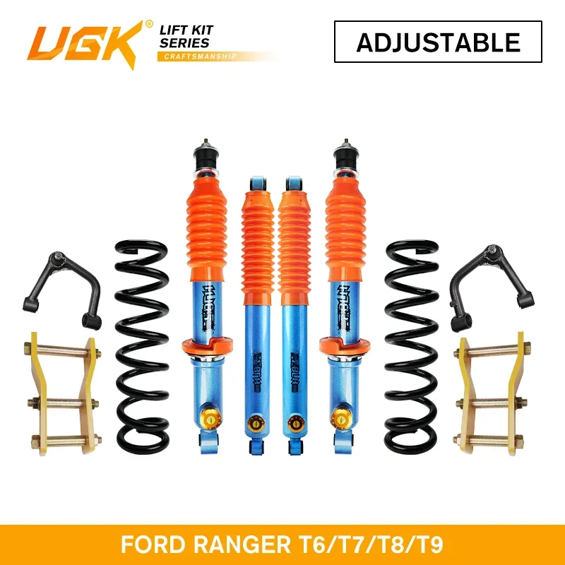 UGK Adjustable Off-road 4X4 Shock Absorber Suspension 2 3 4 6inches Coilover  Lift Kit for Ford Ranger T6 T7 T8 T9