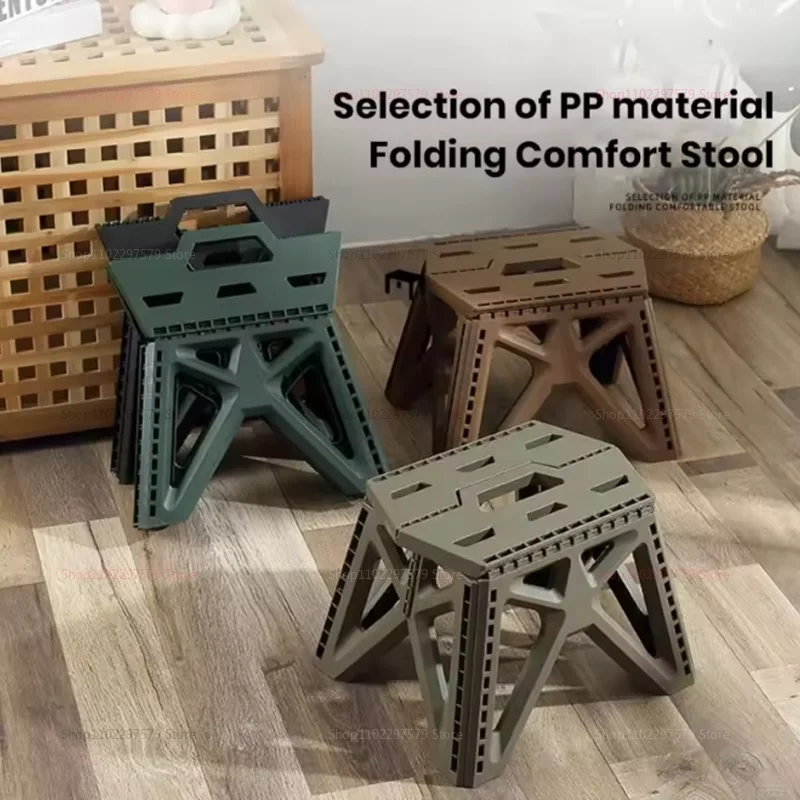 Portable Ergonomic Folding Stool Lightweight Compact High Load Durable Chair For Outdoor Fishing Camping Barbecue Picnic Hiking