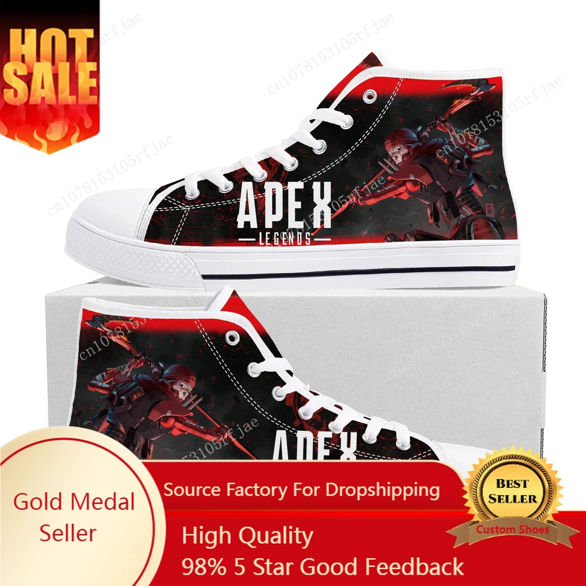 Cartoon Game Apex Legends Revenant High Top Sneakers Mens Womens Teenager High Quality Canvas Shoes Casual Tailor Made Sneaker