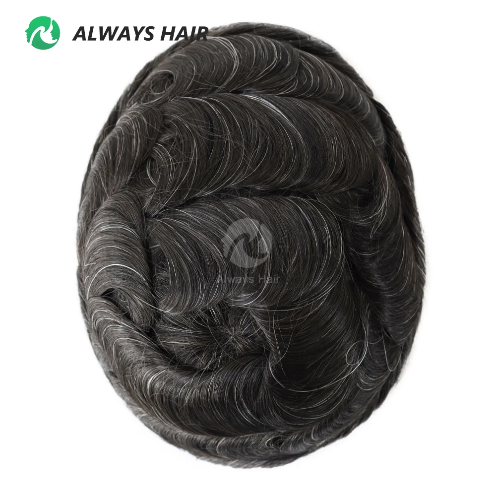 I SKIN Men\'s Capillary Prothesis 0.12-0.14mm Indian Human Hair 130% Hair Density Men Toupee 6x8 6x9 7x9 7x10 8x10 Size Wig Man