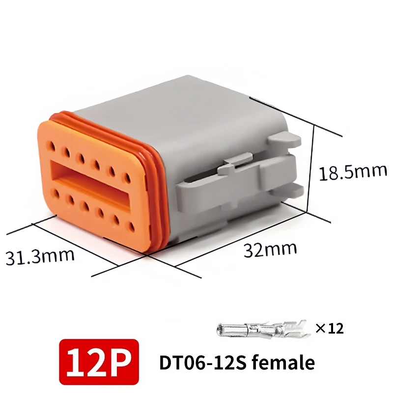 DT06-12S & DT04-12P 12-Pin Deutsch Type DT Series Waterproof Connector - Heavy Duty Automotive Plug for Truck Wire Harness T&I Online Store