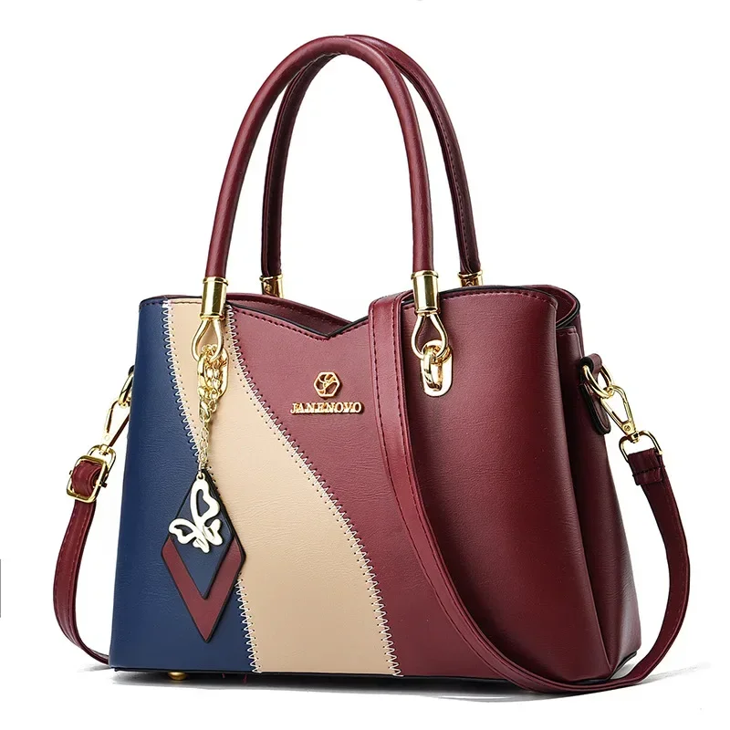 2024 nowa kombinacja trzech kolorów torebka damska o dużej pojemności miękka skórzana torba na ramię moda elegancka damska torba typu Crossbody — zdjęcie 4