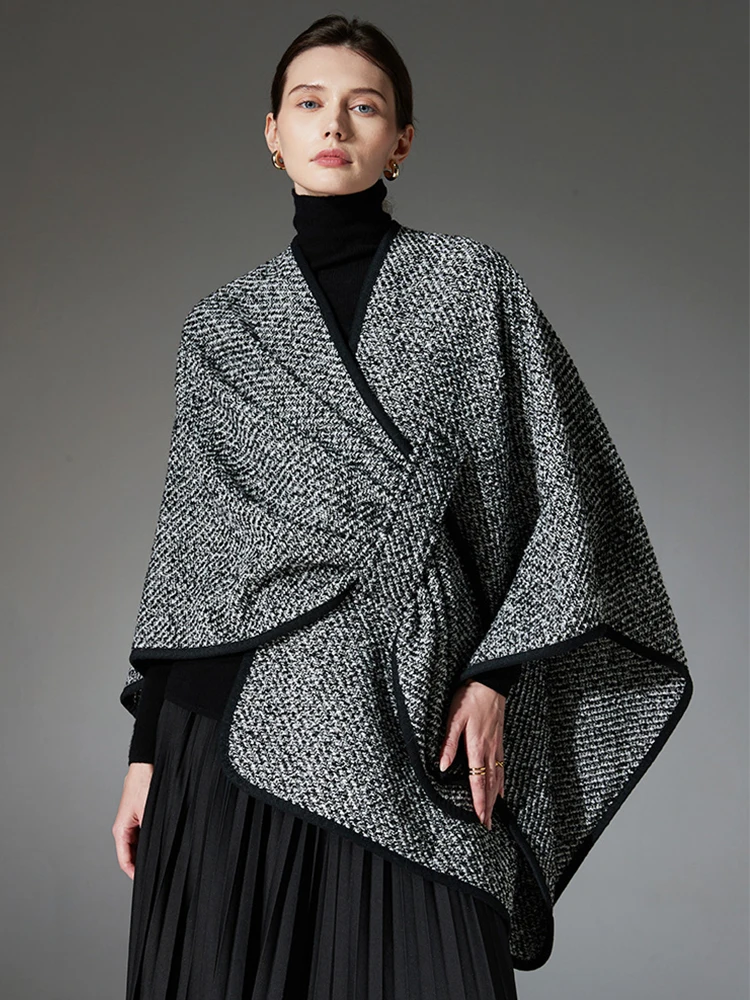 

Autumn Winter Wool Scarf Women Lady Layers Poncho Elegant Luxury Retro Loop Yarn Shawl Scarve Capa Para Mujer Fashion Party Coat