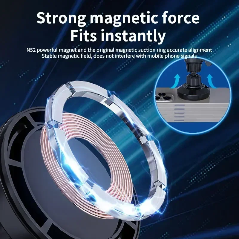 Magnetic Car Wireless Charger Phone Mount Holder For iPhone 15 14 13 12 11Pro Max Magnet Car Fast Charging Air Vent Chip Station