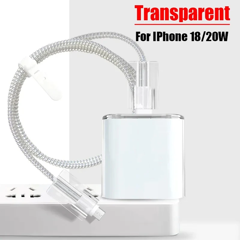 Charger Protector Cable Organiser for iPhone 14 13 12 Pro Max 18W 20W Transparent Type C Data Cable Management Cord Winder Kit