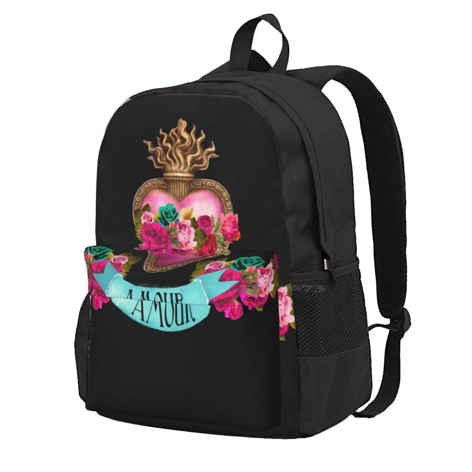 Sacred Heart - Immaculate Heart - Amour Milagro Hot Sale Schoolbag Backpack Fashion Bags Sacred Heart Immaculate Heart Blessed