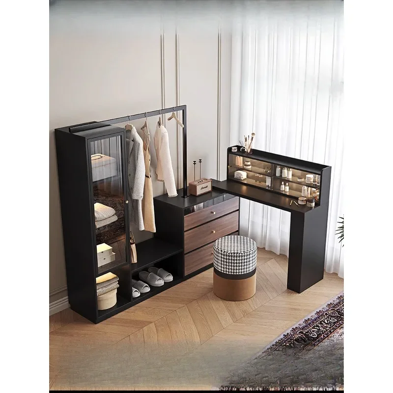 Medieval style bedroom six-chest chest dresser integrated corner coat rack bed end solid wood drawer cabinet aisle hanger