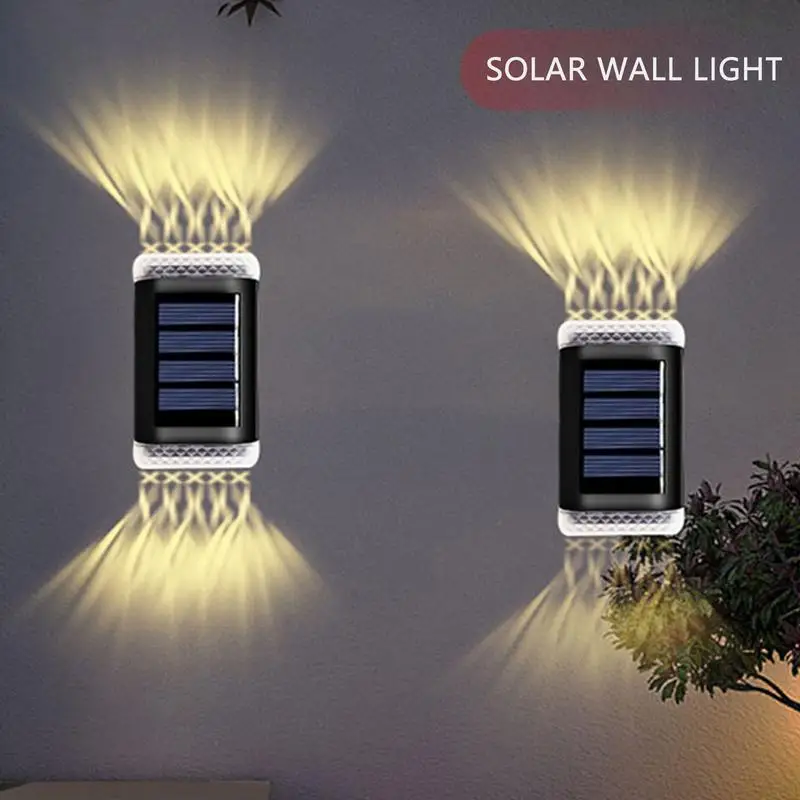 Solar Deck Lights Outdoor Exterior Lighting Sconce 4X Waterproof Led Up And Down Solar Wall Lights For Garage Yard Deck Garden