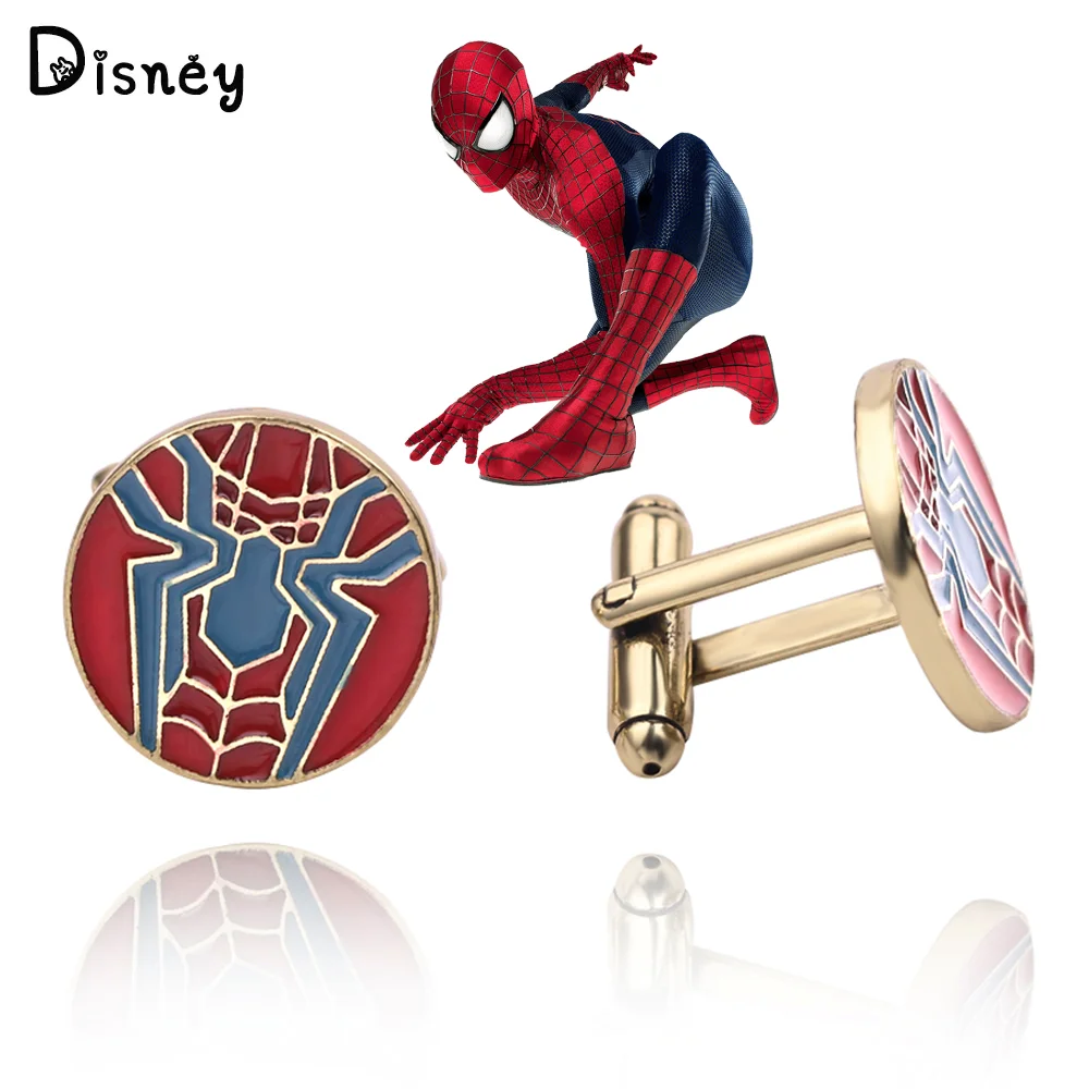 Marvel Superhero Spiderman Spider Badge Cufflink Cosplay Avengers Spiderman Prop Men Shirt Cufflink Fashion Jewelry Accessories