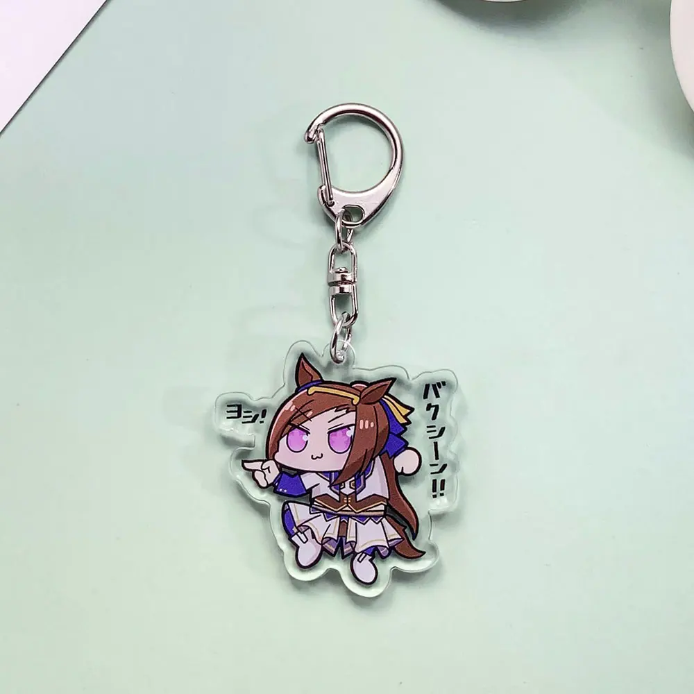 شخصيات أنيمي Uma Musume الاكريليك سيارة المفاتيح اكسسوارات العصرية حقيبة أنيقة سحر ظهره قلادة حلقة رئيسية هدايا للأصدقاء