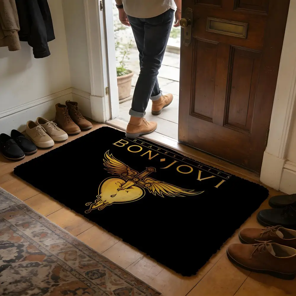 WHAT DO YOU GOT BON.JOVI Alfombra de franela suave absorbente con diseño retro de banda de rock, antideslizante, para el hogar, dormitorio, baño