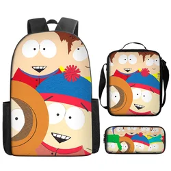 Torba Anime z południowego parku 3Pcs zestaw toreb plecaki kreskówka Mochila Escolar z ramionami chłopcy i dziewczęta torby Cosplay