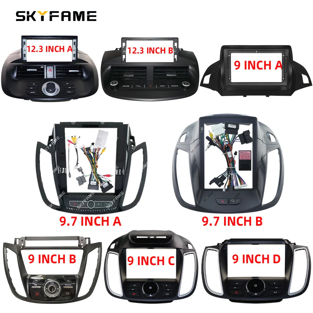 SKYFAME 9/9,7/12,3 Zoll Auto Rahmen Fascia Adapter Tesla Android Radio Dash Fitting Panel Kit Für Ford Kuga 2 Escape 3 C-MAX