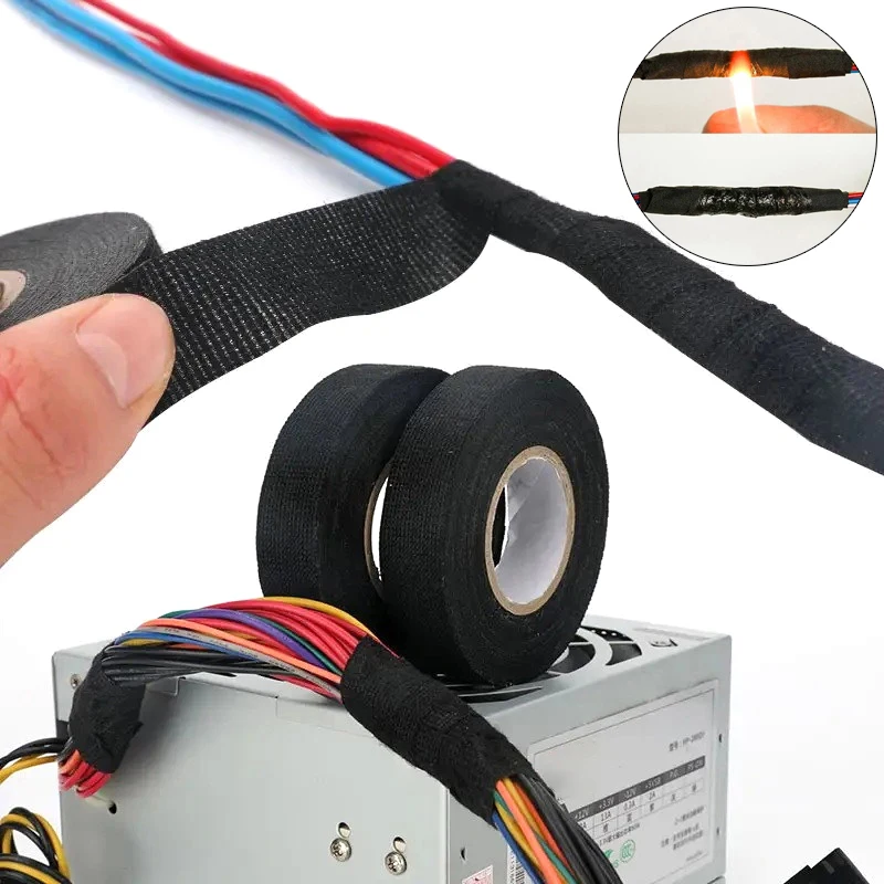 15m Black Fleece Tape High Temperature Auto Wiring Harness Tape Insulation Sound Insulation Shock Absorption Electrical Tape